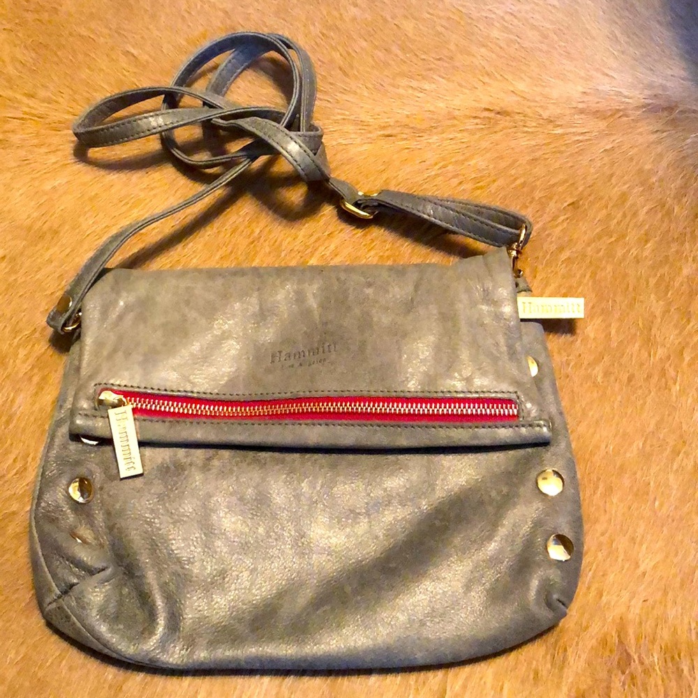 Hammett VIP medium leather crossbody in pewter